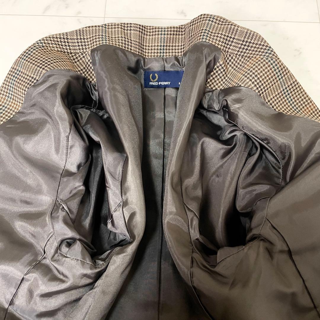 【未使用級】フレッドペリー チェスターコート チェック 8 M ブラウン