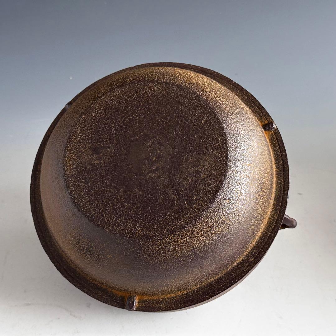 茶道具　唐銅　切掛　鬼面風炉　平丸釜添　加藤恵造　共箱　未使用　風炉　釜　稽古