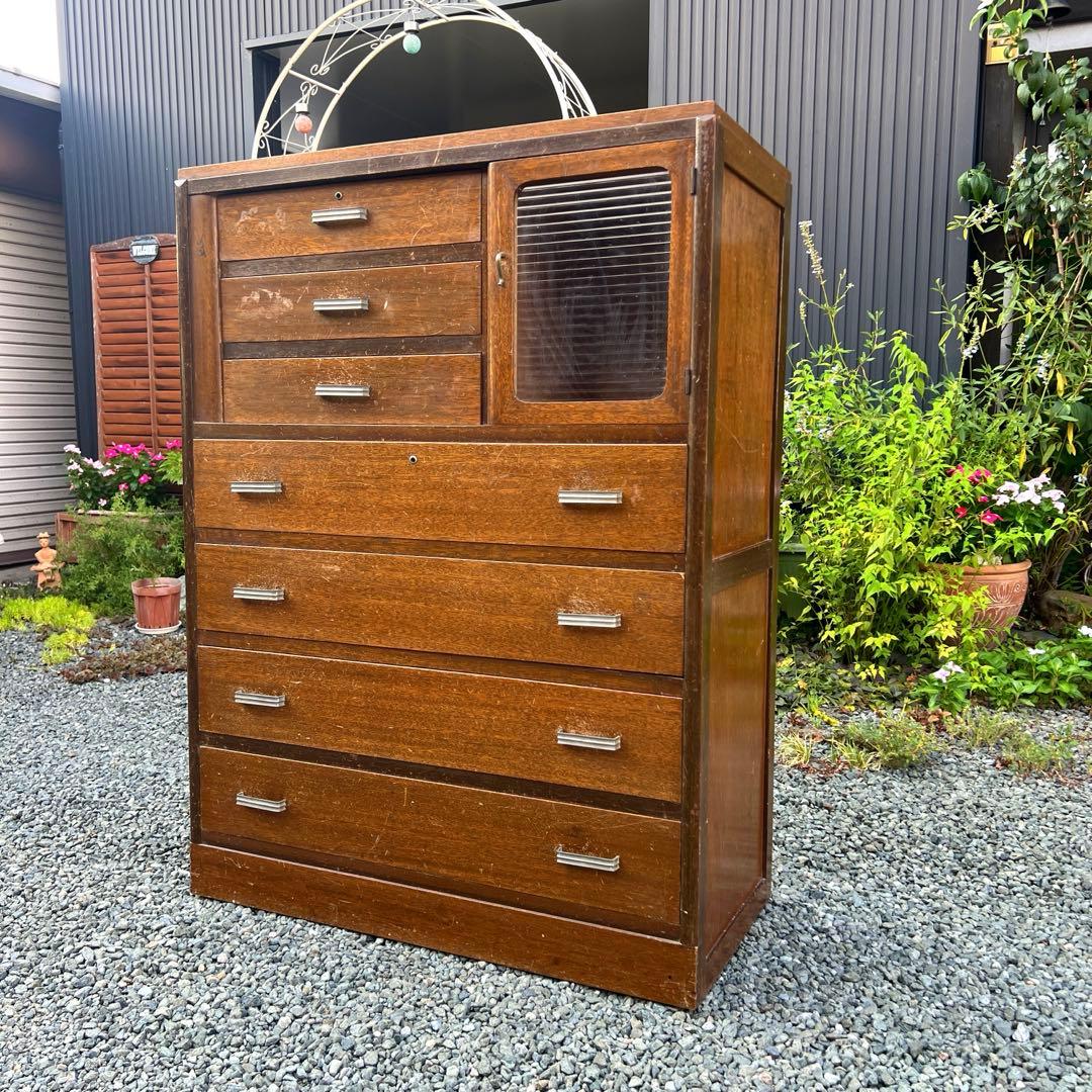 昭和レトロ 箪笥 古民家 チェスト 引き出し 木製 古家具 アンティーク 当時物