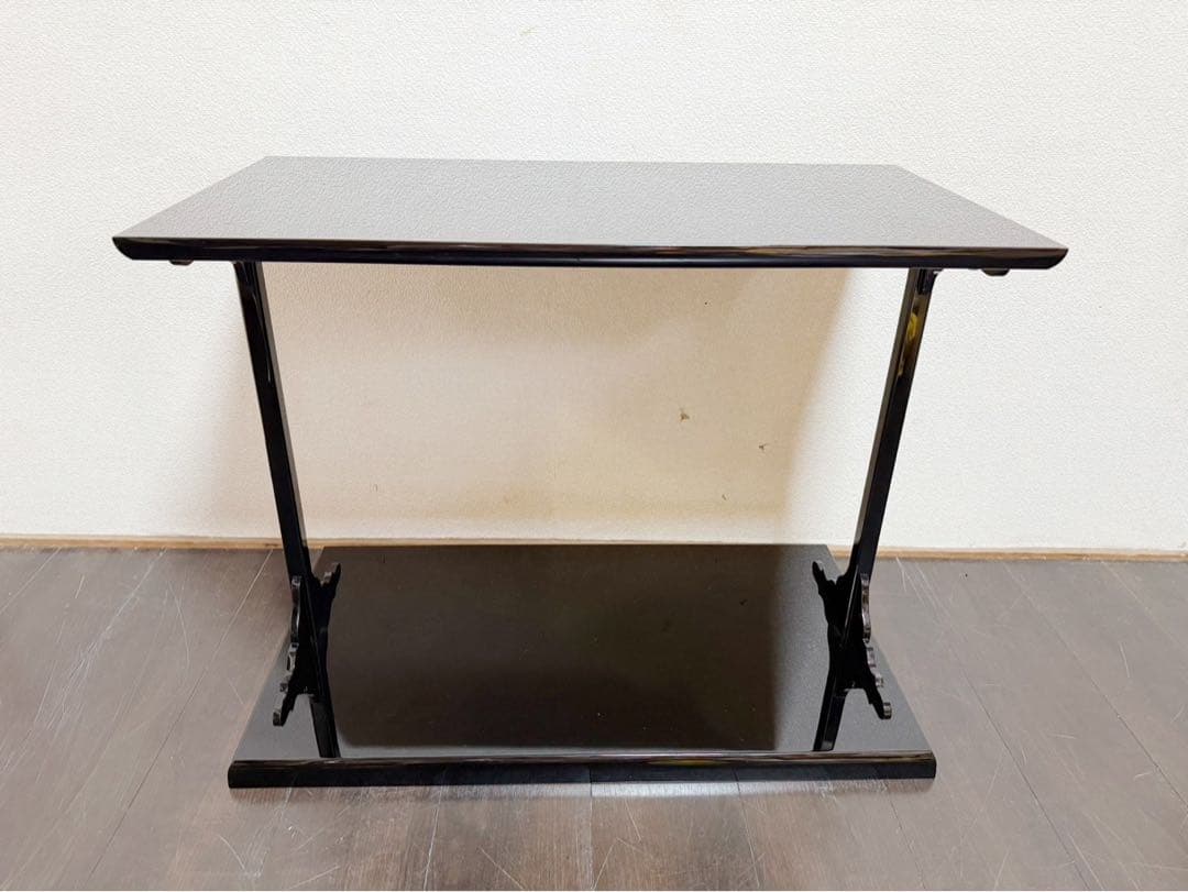 ほぼ未使用 茶道具 宗芳造 輪島塗 木製黒真塗 及台子 組み立式 共布 共箱