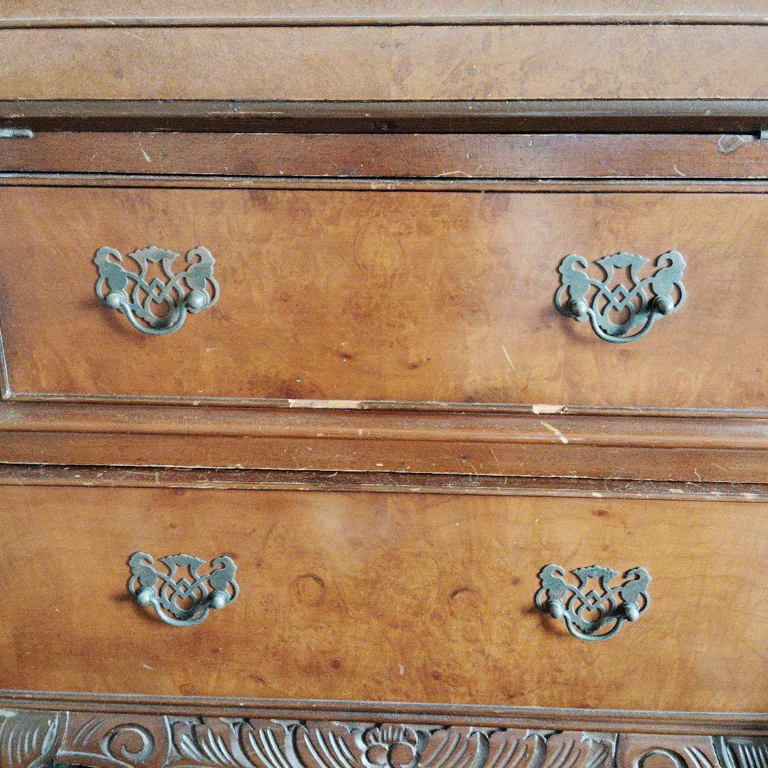 【お値引中】希少◆ライディングビューロー　アンティーク　鍵付き　猫脚