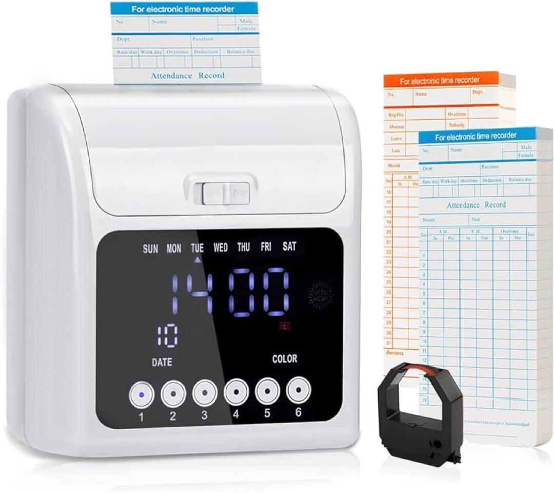 Tera タイムクロック100枚のタイムカード付き（両面,月次）従業員出勤打刻レ