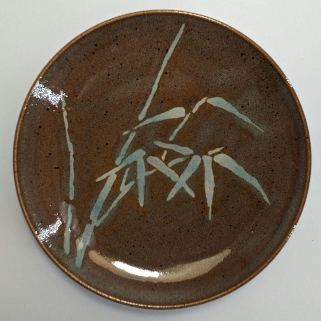 岡山県重要無形文化財 黒井一楽 虫明焼 鉄絵草文皿 5客 共箱 食器 在銘