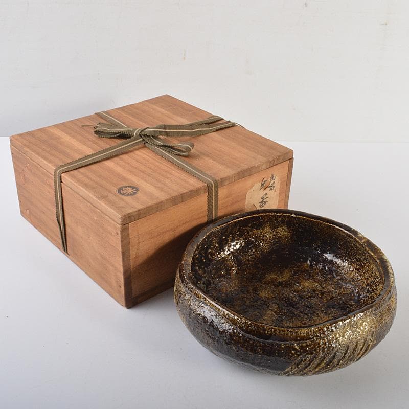 茶道具　楽吉左右衛門　黒楽菓子器　共箱　M　R6771