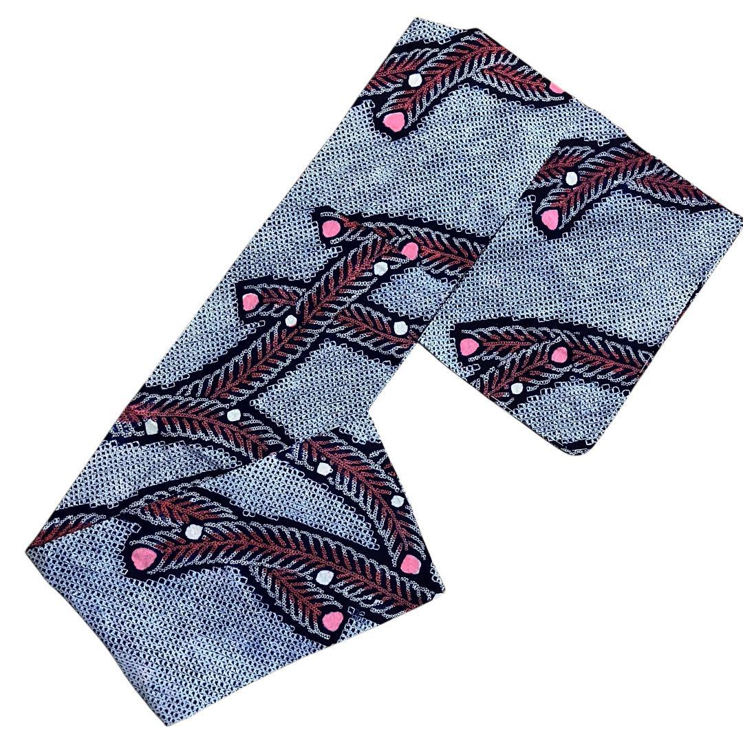 浴衣 有松鳴海絞り 孔雀羽文 ネイビー 綿 手縫い しつけ糸付 夏 和装 逸品