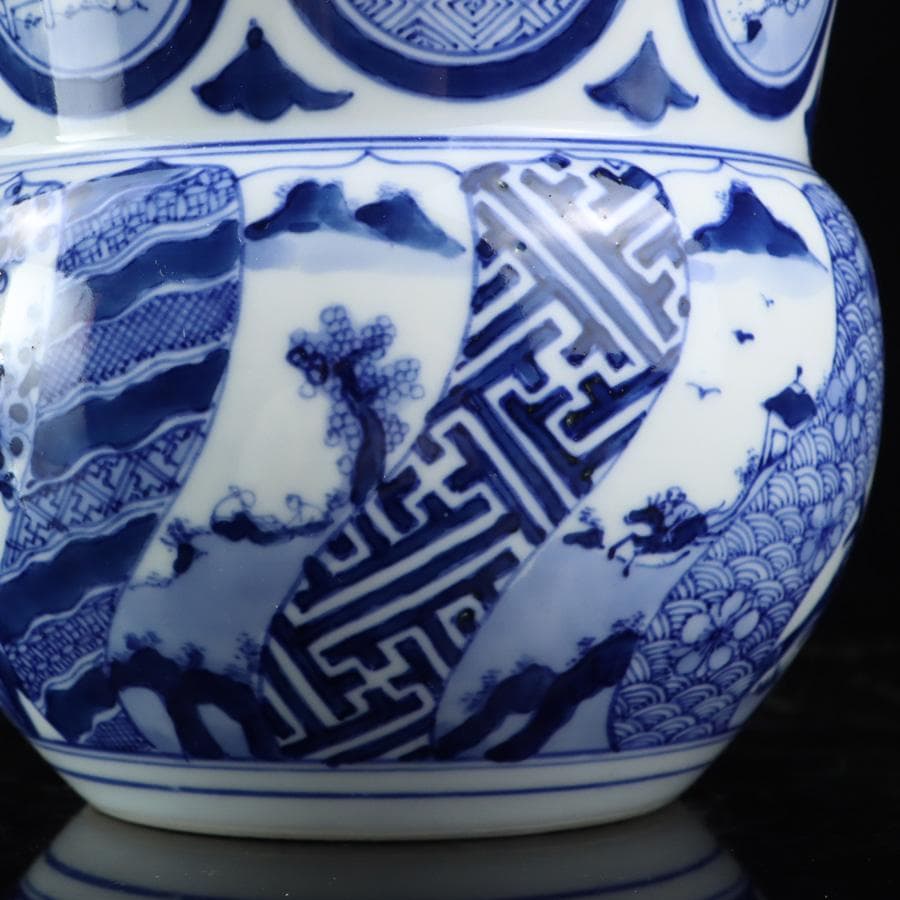 Y2904-4 茶道具 平安 春峰造 祥瑞丸文水指 共箱　　#14