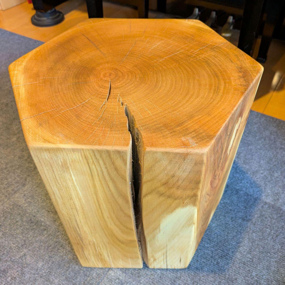 ピーナッツ様確認用　山桜　六角形　 天然木　椅子　スツール　高さ約35㎝