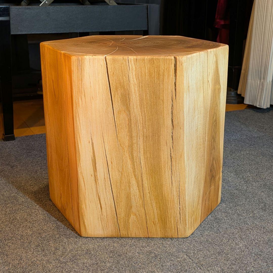 ピーナッツ様確認用　山桜　六角形　 天然木　椅子　スツール　高さ約35㎝