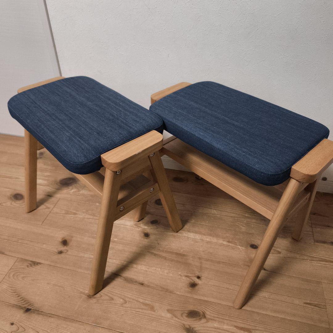 残反をつかったスタッキングスツール デニムネイビー2個セット　無印良品