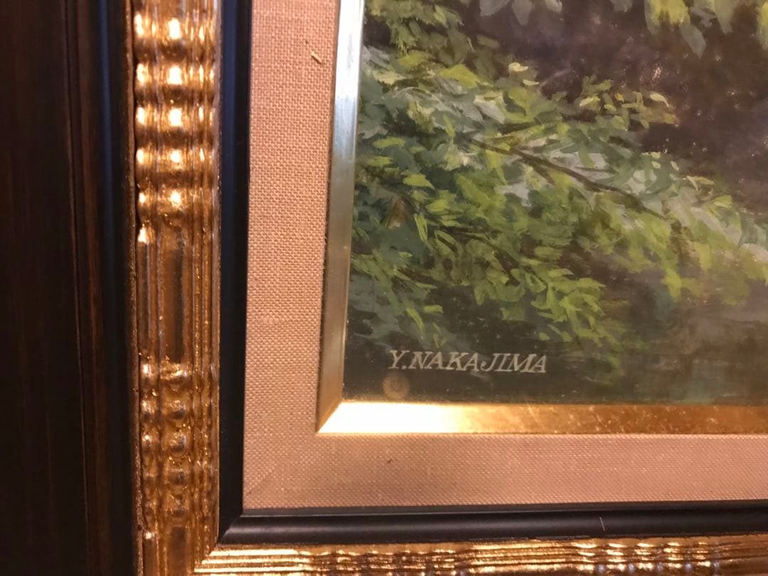 中島康正画伯　油彩　10号　奥入瀬深緑