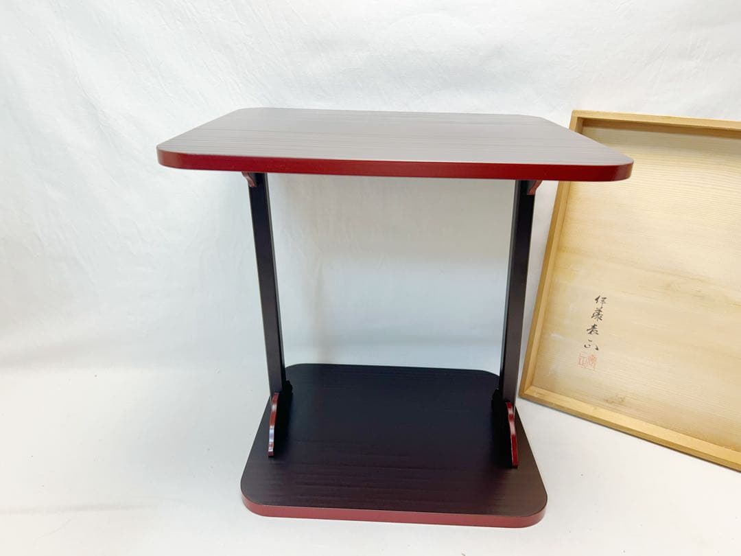 ほぼ未使用 茶道具 伊藤表正作 即中斎好 溜塗 小四方棚 組み立式 共箱