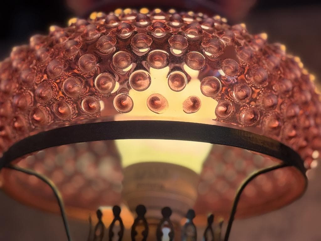 フェントン　ホブネイル　クランベリー　オパールセント　ランプスタンド