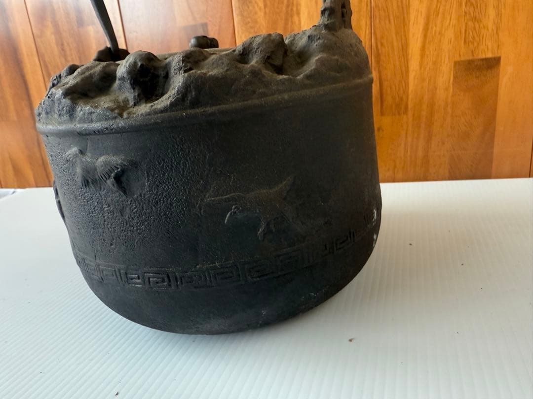 龍文堂造 鉄瓶 茶道具 工芸品 茶器 アンティーク 骨董品 時代物(a8)