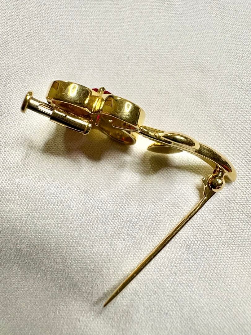 K18 ブローチ ダイヤ ルビー ガーネット ピンクダイヤモンド