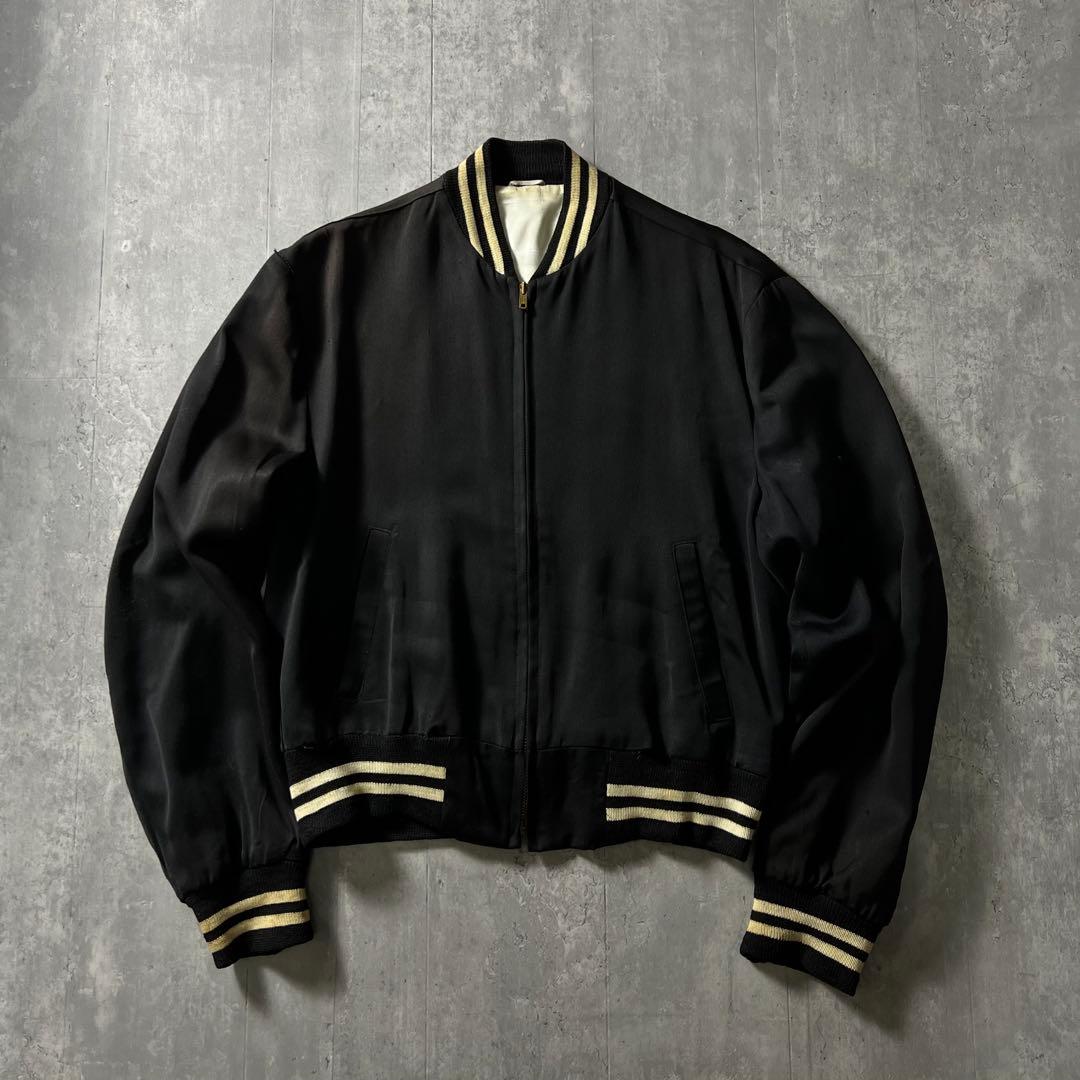 50s usa製　レーヨン　ギャバジンジャケット　ブラック　TALON