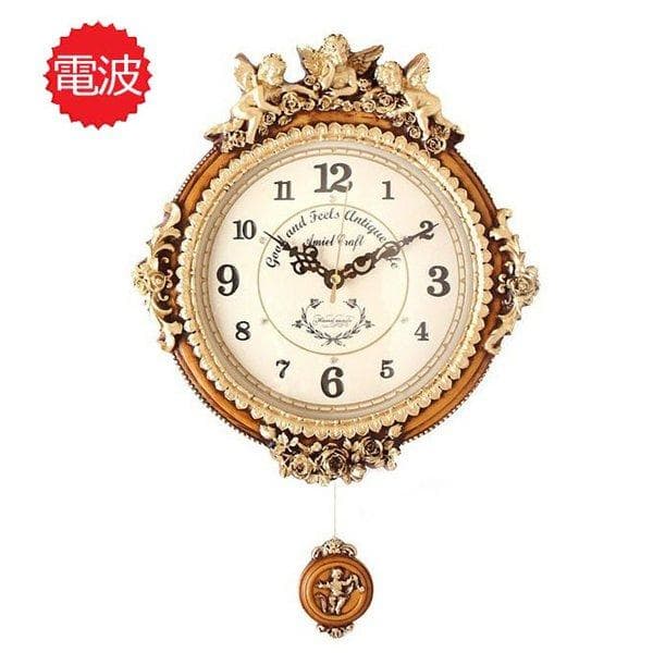 ゴールデンエンジェルラウンド振り子時計/インテリア 掛け時計/電波時計