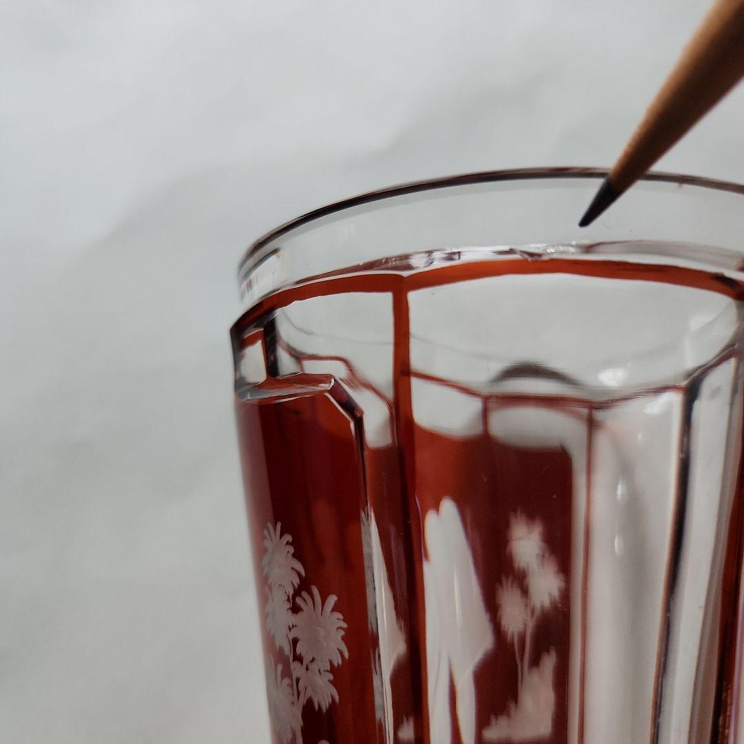 モーゼル　ガラス工芸品　ゴブレット　花瓶　クリスタル　赤