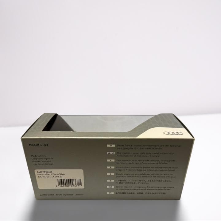 【新品】Audi TT Coupé ミニカー シルバー 1:43
