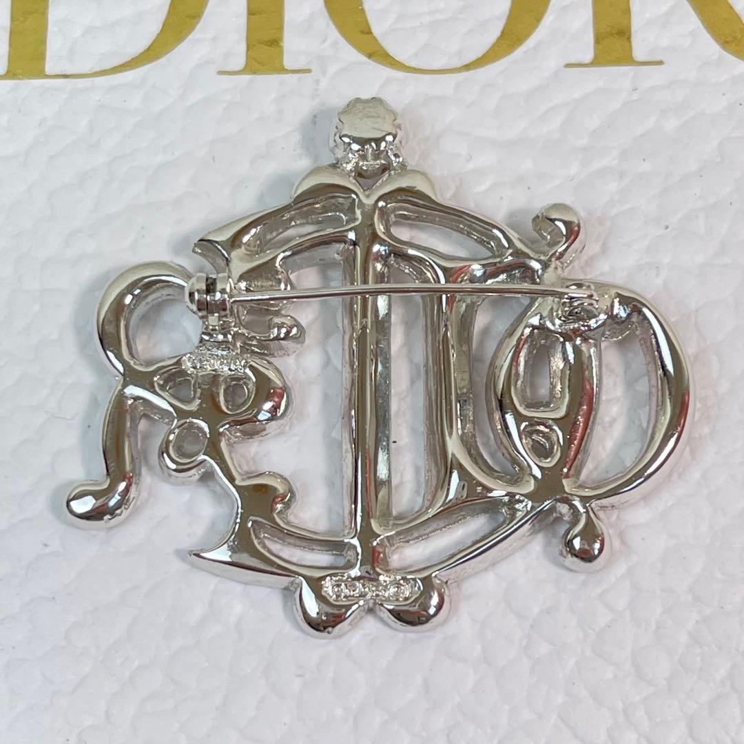 美品✨ディオールDIOR 旧ロゴ　エンブレム　ブローチ　ラインストーン