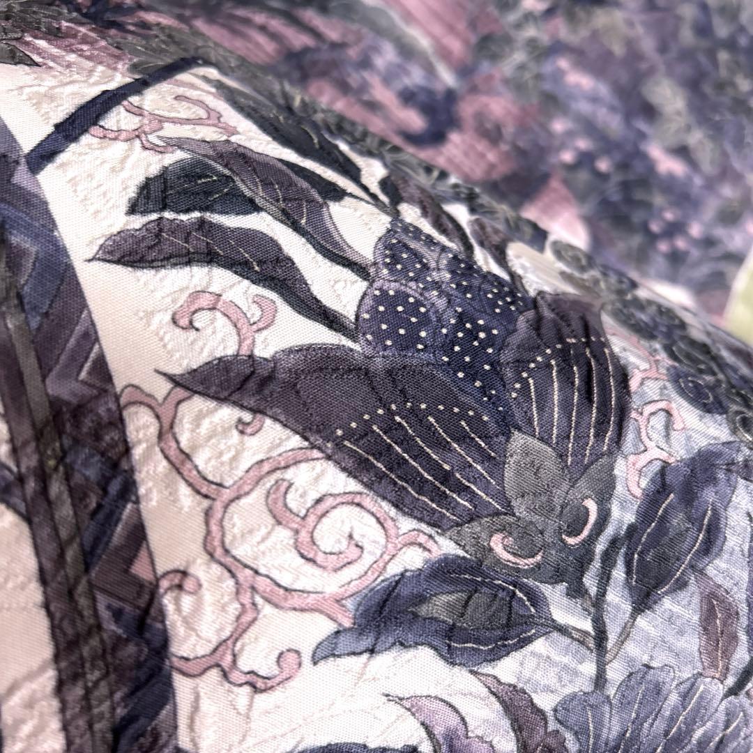 正絹　西陣織【渡文】全通袋帯《纐纈　花　鳥》