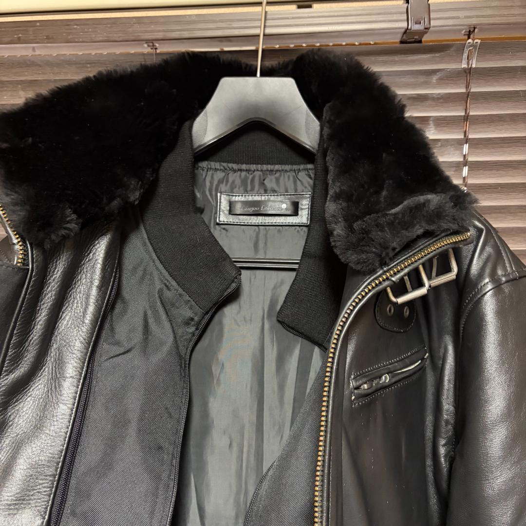 Liugoo Leathers ボアハイネックシングルライダースジャケット