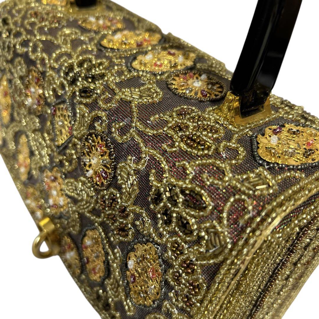 Hakubotan 銀座白牡丹 総柄 ビーズ刺繍 ハンドバッグ パーティ 和装