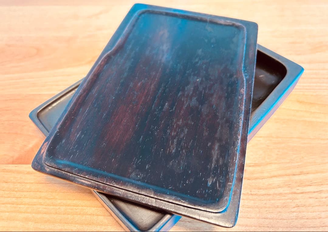 古い 硯 蓋 紫檀