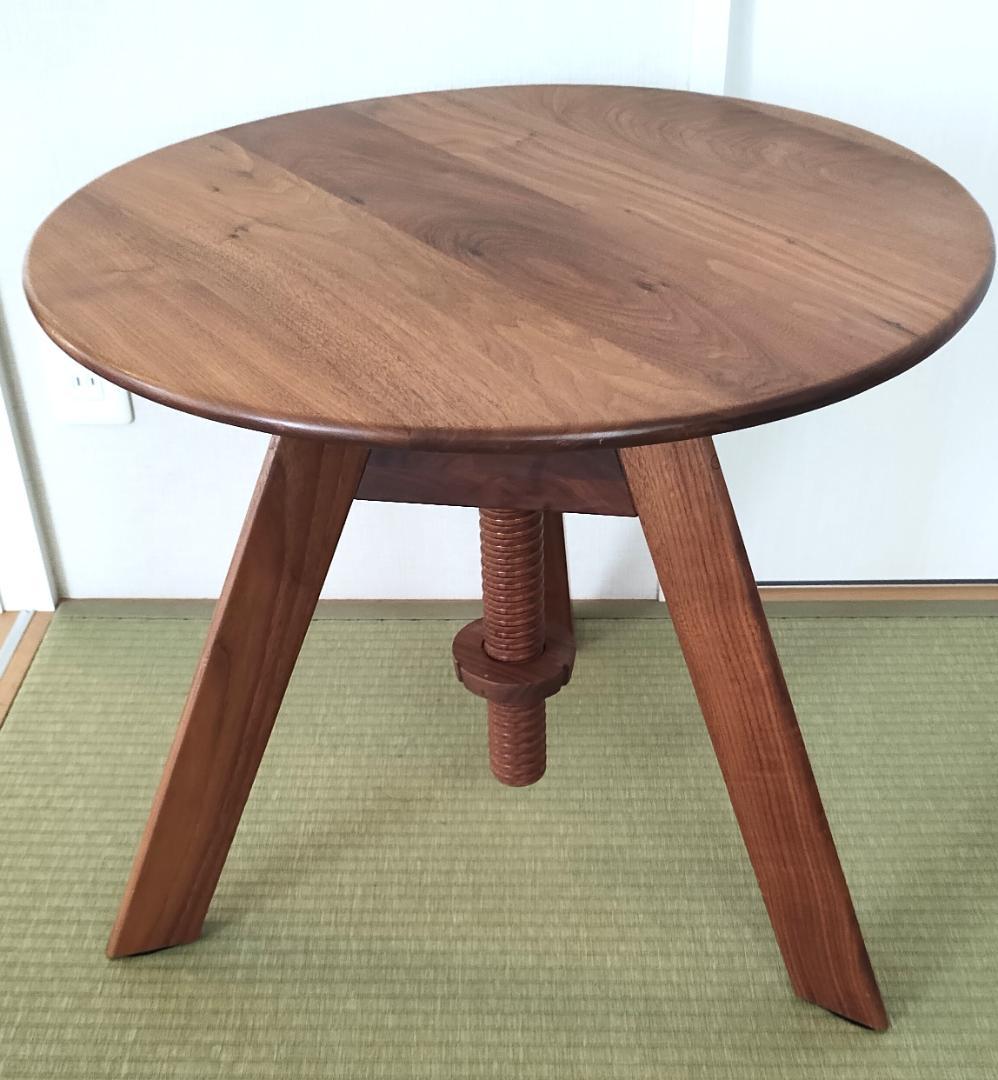 広松木工 サイドテーブル ウォールナット ブラウン 高さ調整可能