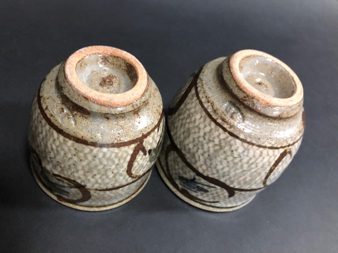 人間国宝　島岡達三　益子焼　象嵌夫婦湯呑　汲出　茶道具　美品