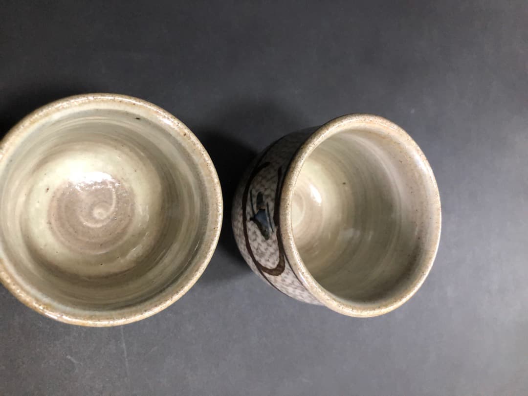 人間国宝　島岡達三　益子焼　象嵌夫婦湯呑　汲出　茶道具　美品