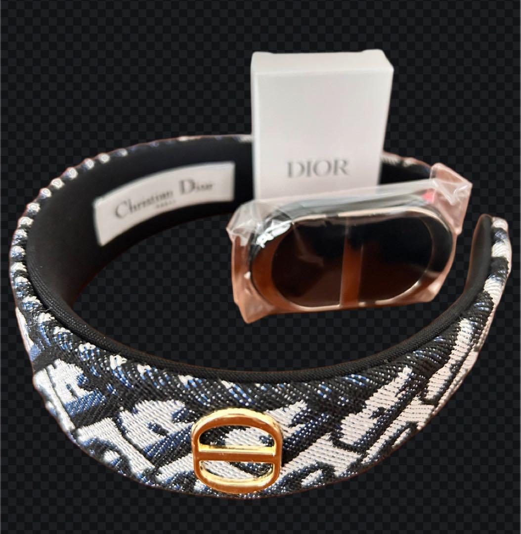 Dior Bandヘッドバンド カチューシャ ヘアバンド ネイビーブルー★一点物