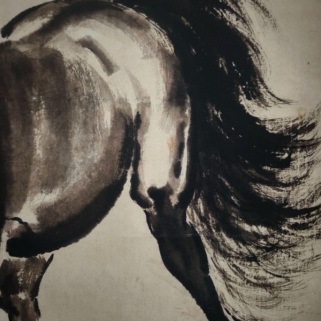 中国画・徐悲鴻 駿馬図 中堂 掛け軸