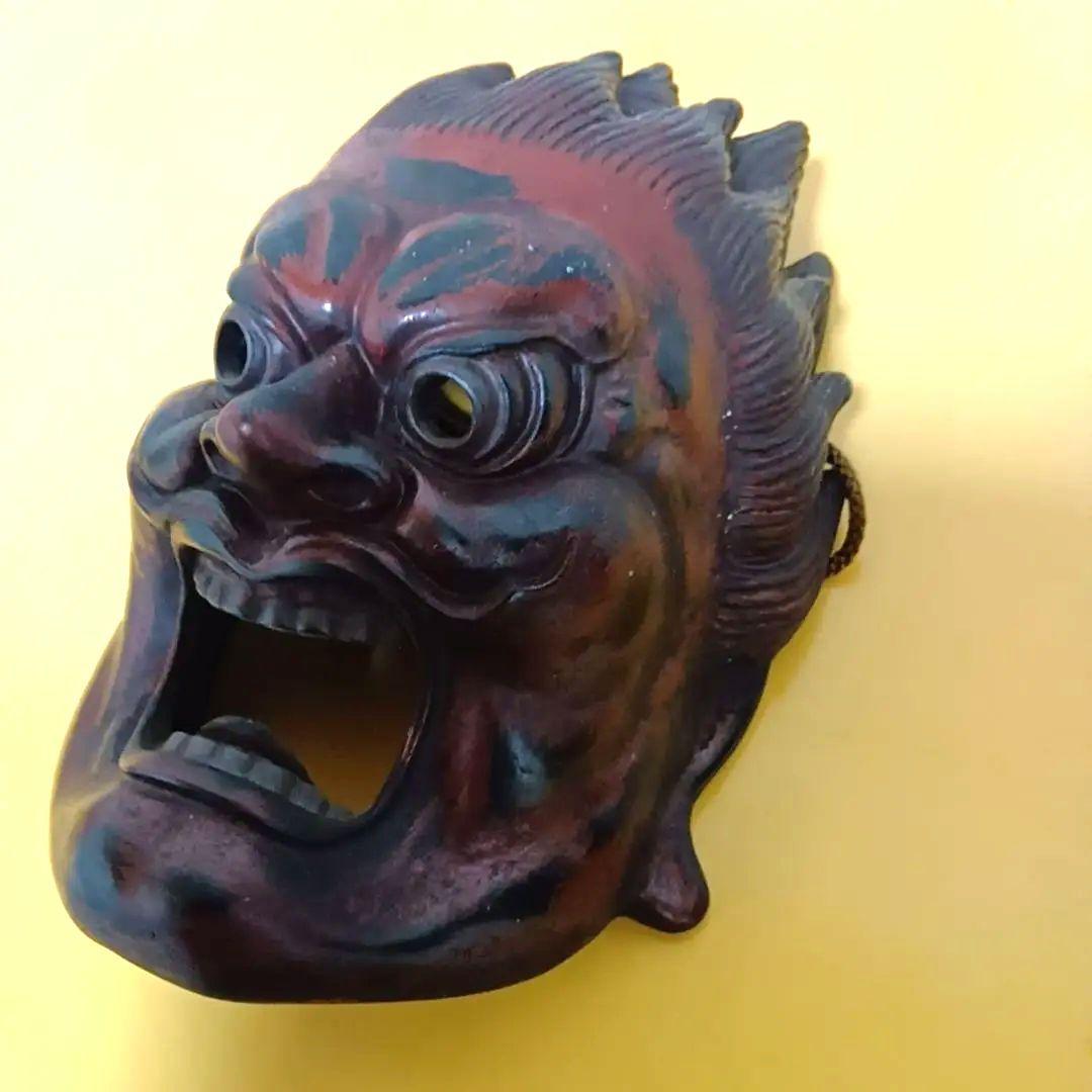 骨董品 伐折羅大将 お面 壁掛け 乾漆 仏教 美術 骨董品 レトロ アンティーク