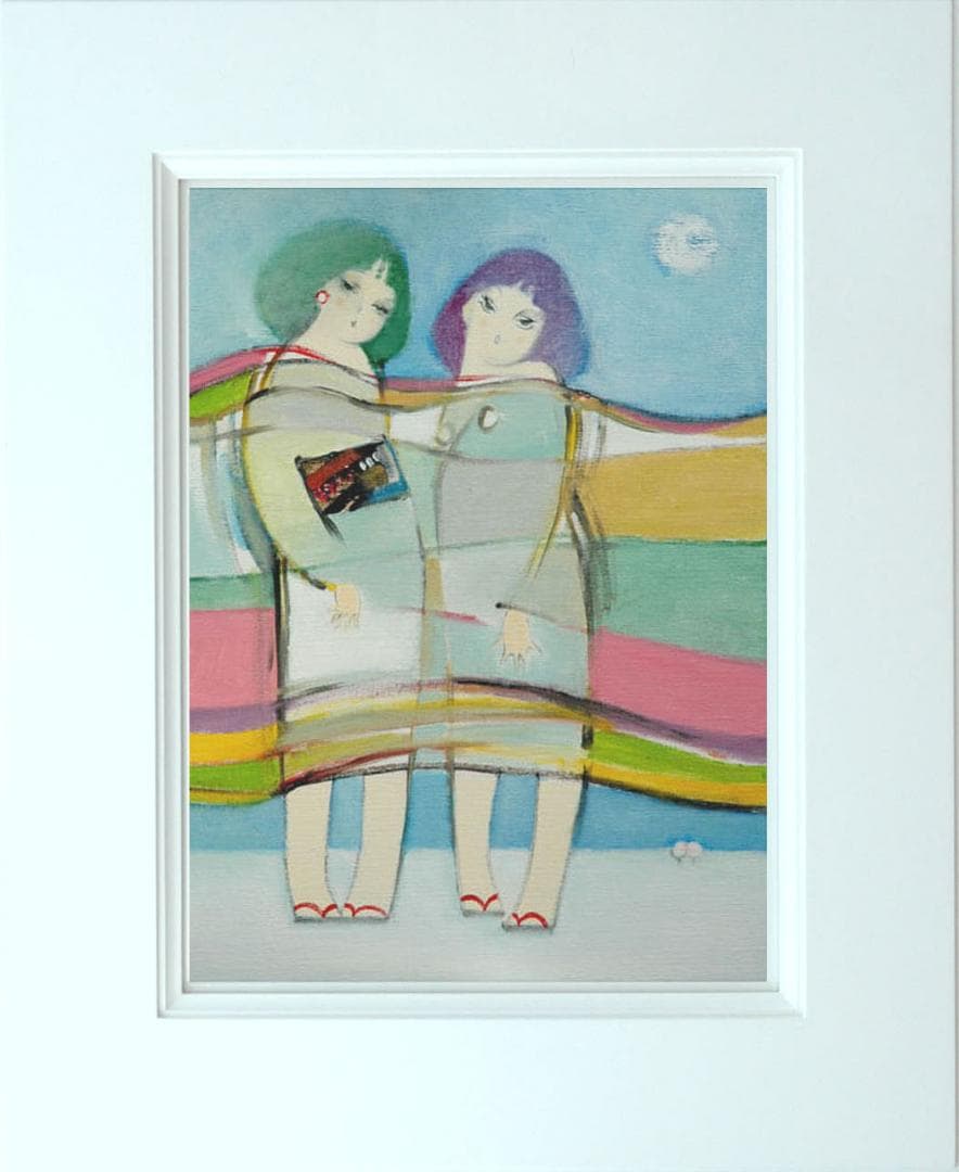 油絵 菅家令子 絵 絵画インテリア額付(白) F6-083711人物 雪国の子供