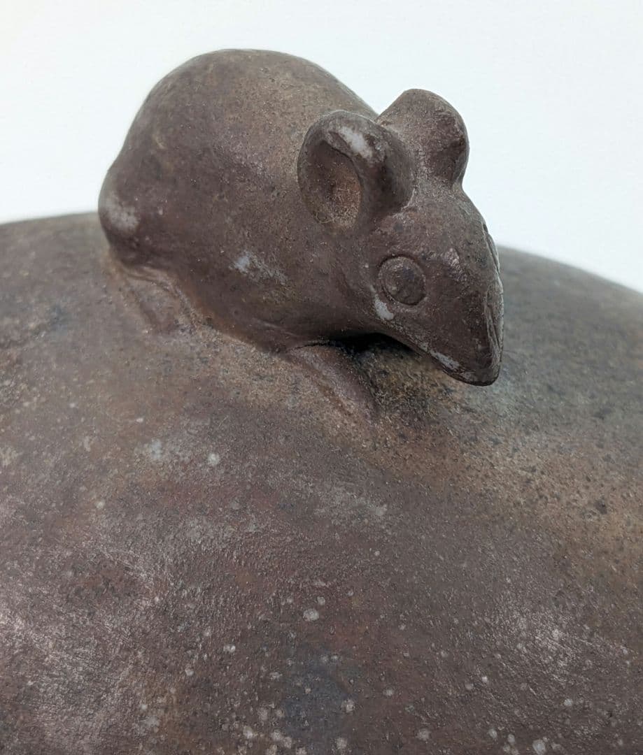 金重利陶苑 備前焼 子香合 合箱合布 抹茶道具 香道具 香盒 干支香合 金彩緋襷