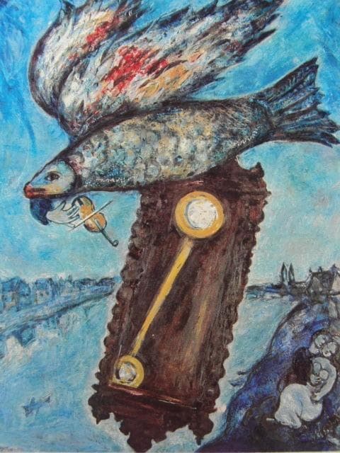 シャガール、【時に崖なし】、画集画、新品高級額 額装付、状態良好