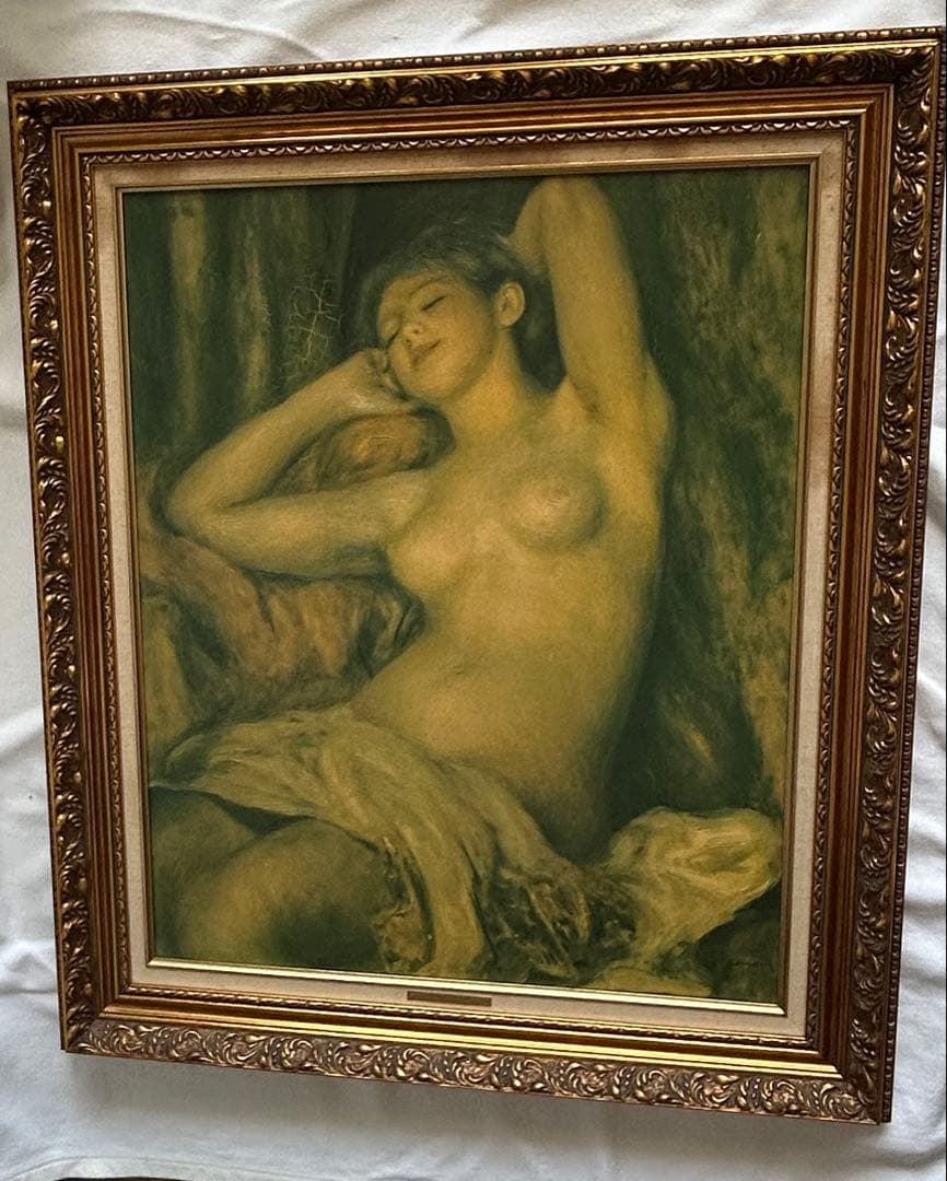 ピエール　オーギュスト・ルノワール 眠る裸婦 絵画 額縁