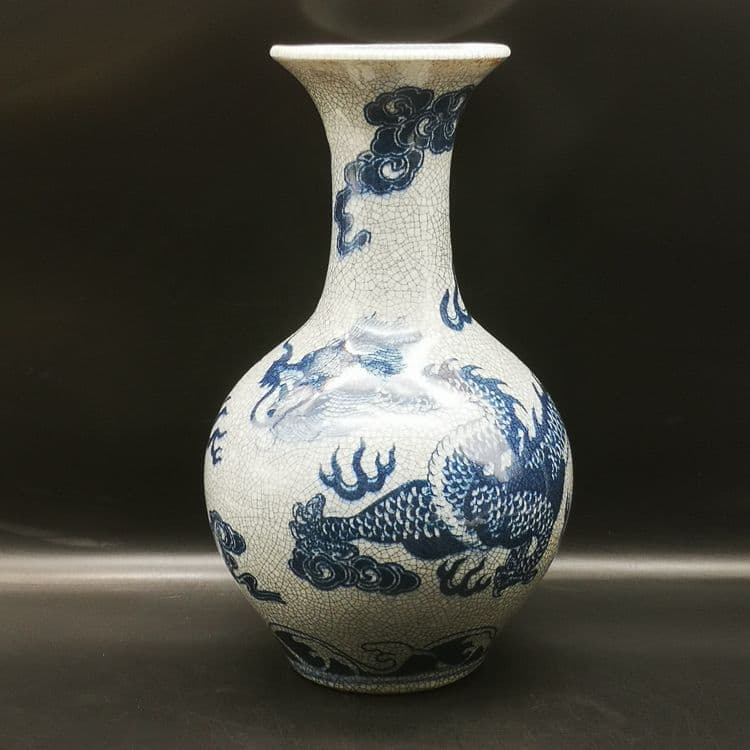 官窑青花磁器 龍の花瓶  骨董品 収蔵品 置物