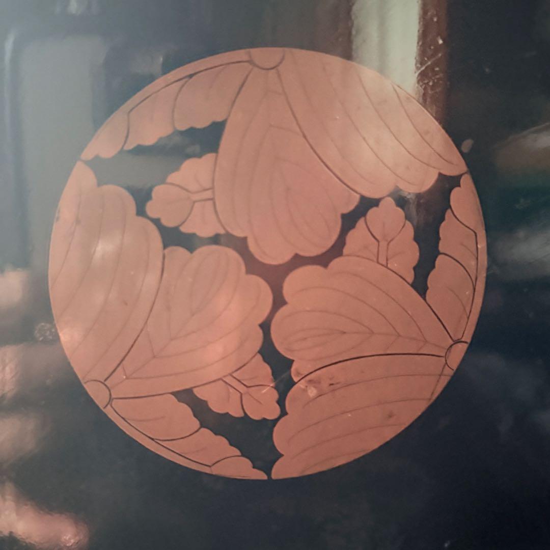 2115様感謝‼️JAPAN豪華梨地丸紋蒔絵「松竹梅&鶴亀」四方盆1枚家紋入木箱付