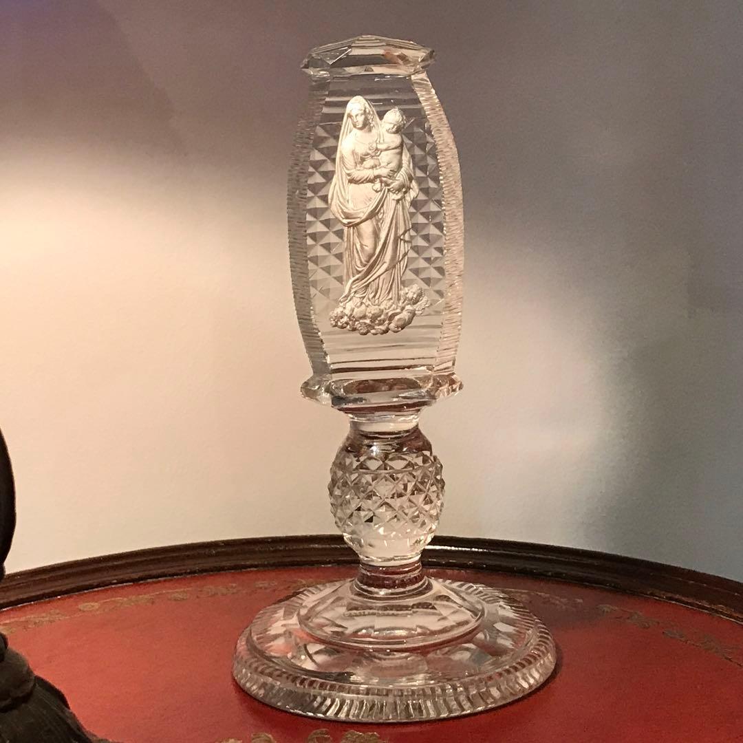 極希少とても古い聖母マリアとイエスの美しいオーナメント☆クリスタル＆セラミック☆