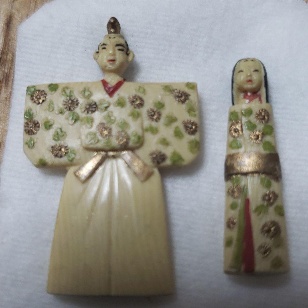 根付　立ち雛人形　懐雛人形　ミニチュア雛人形　細密彫刻　牙彫刻　共箱付