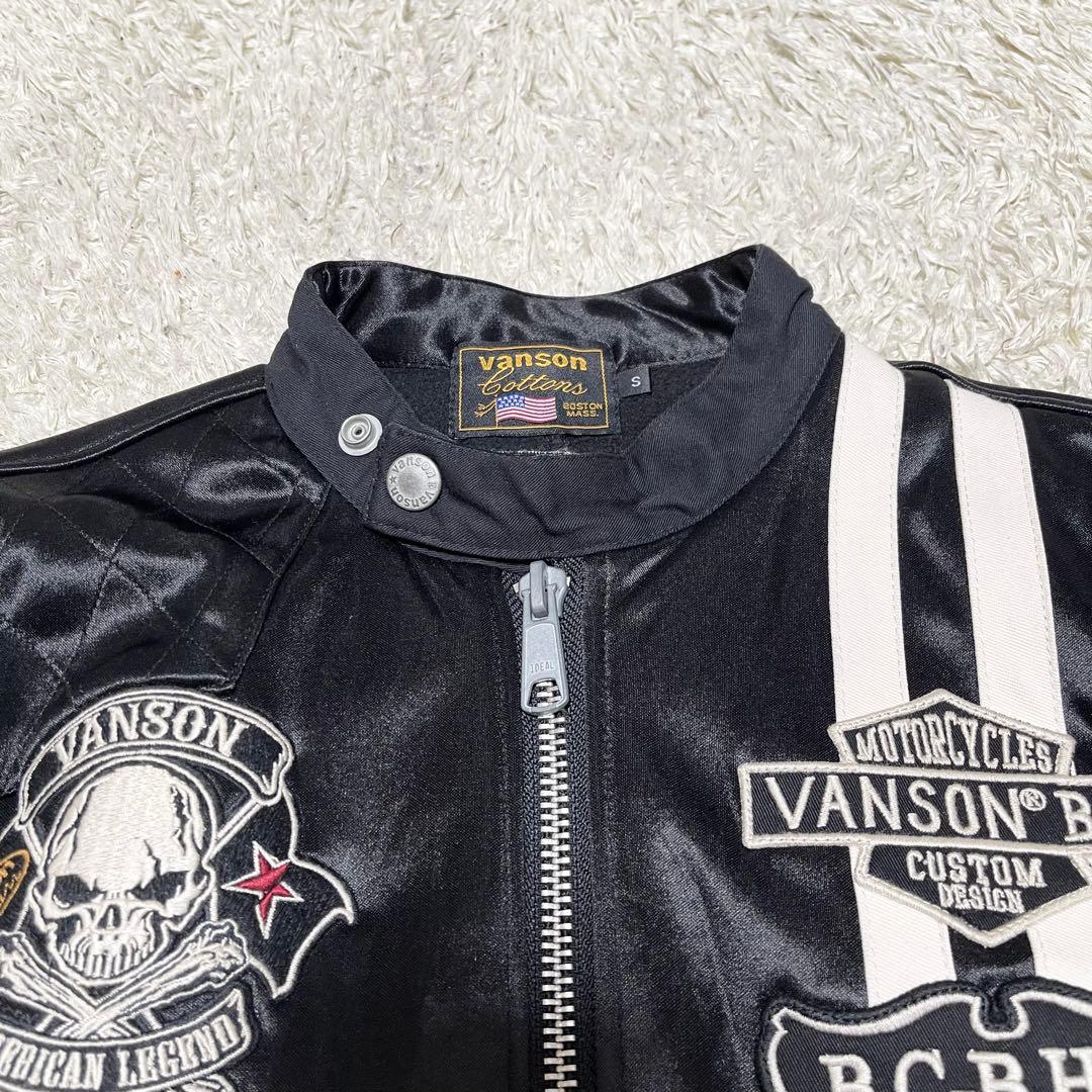 【極美品】vanson シングル　ライダース　スカル　髑髏　ワッペン　黒　S