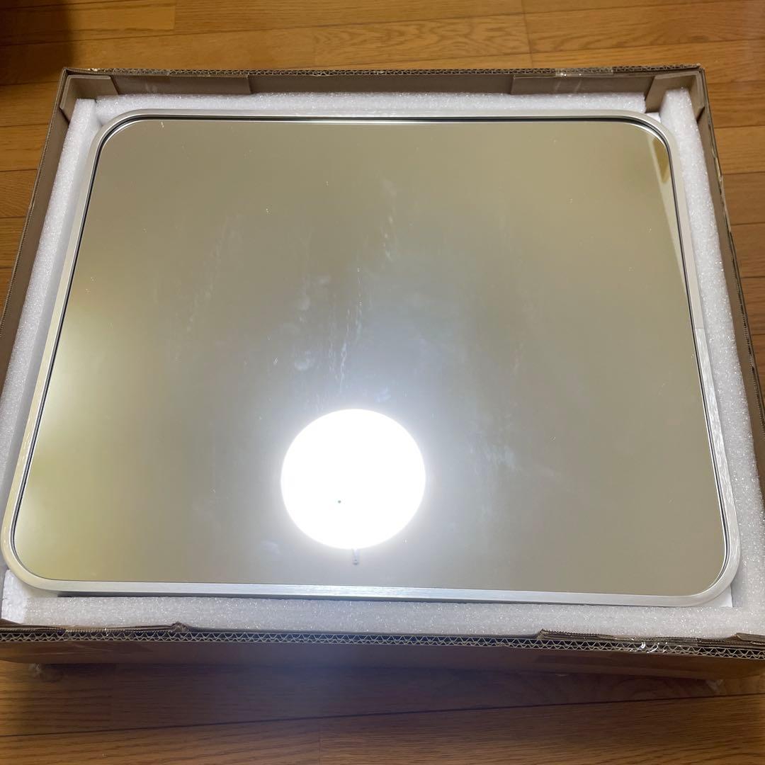 やっち様ミラー キャビネット 鏡 収納 50x60cm ホワイト×シルバー