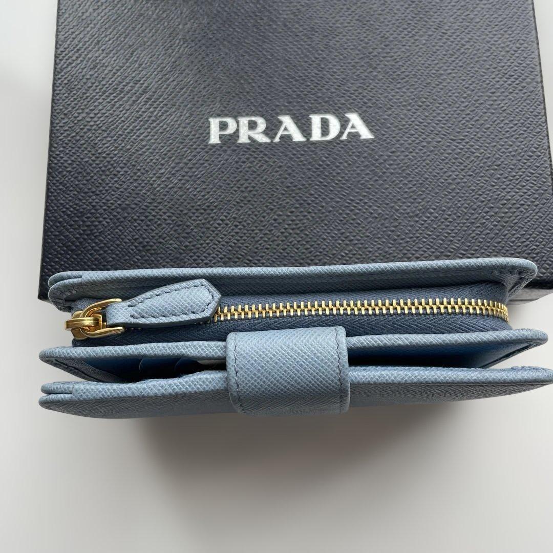 ★PRADA★正規品　二つ折り財布 バイカラーブルー