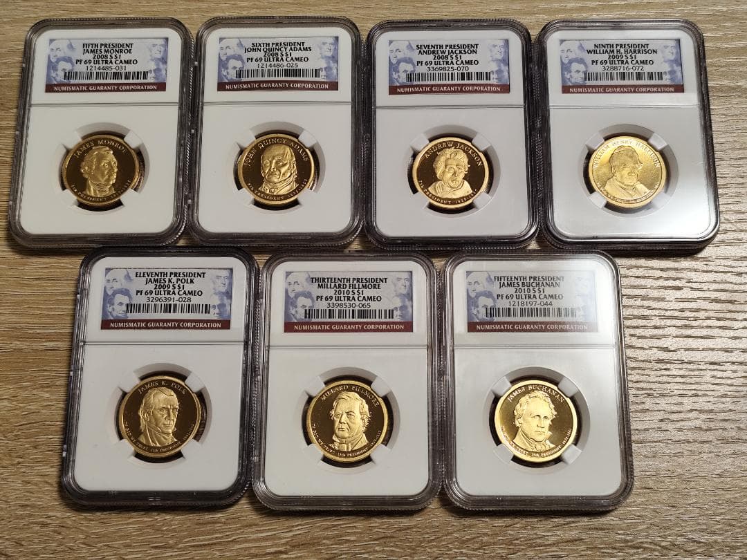 まーちゃん NGC PF69/70☆アメリカ 5-15代大統領 1ドル