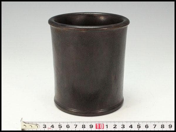 中国美術 紫檀 筆筒 文房四宝 高12.5cm(HA421)