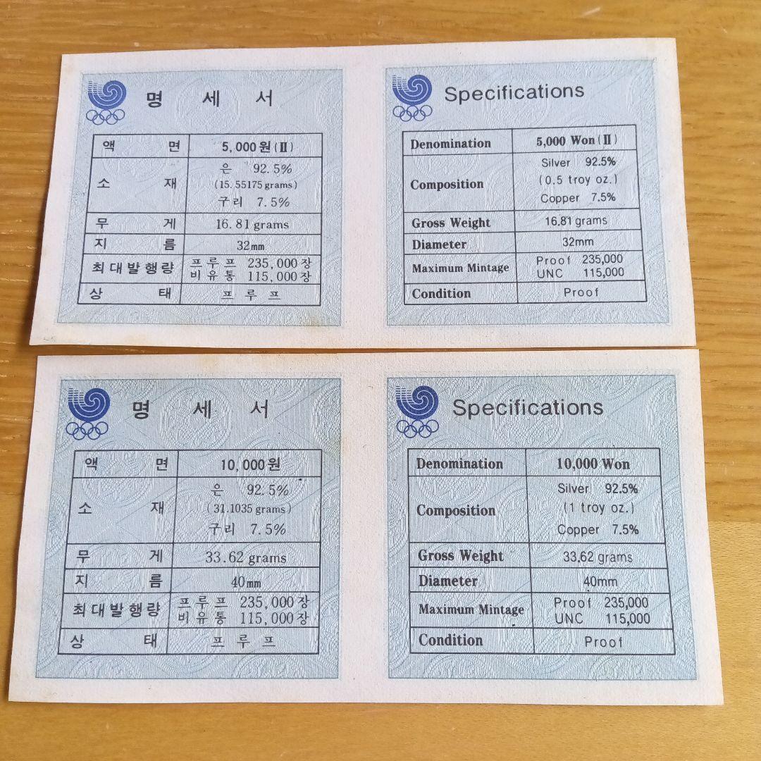 1988年ソウルオリンピック記念銀貨セット