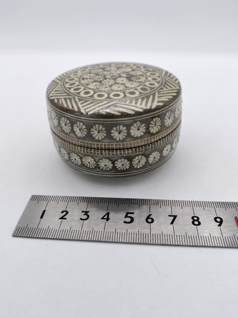 c455 香合 富士五湖窯 青三島 細川秀年 木箱 茶道具 古物