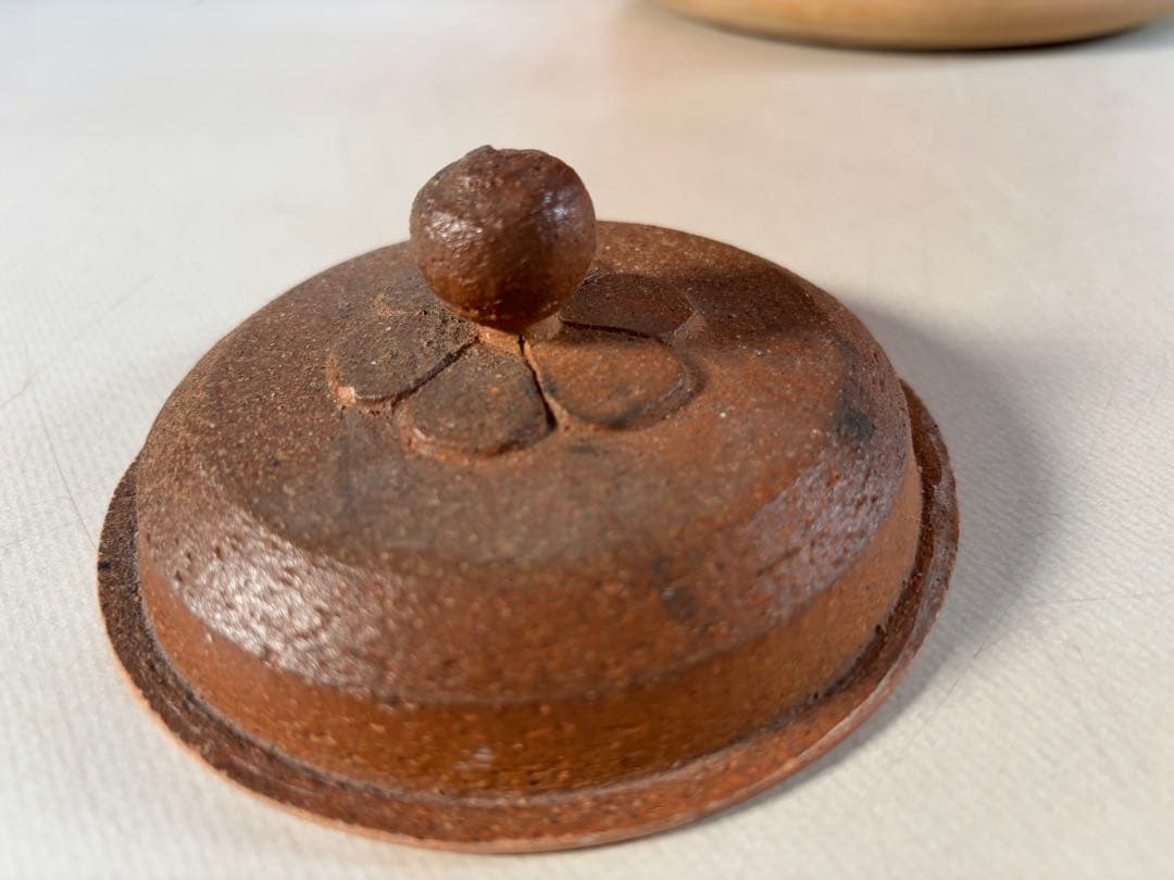 陶器製茶道具 鳳凰風炉　茶釜　敷板(皿)付き