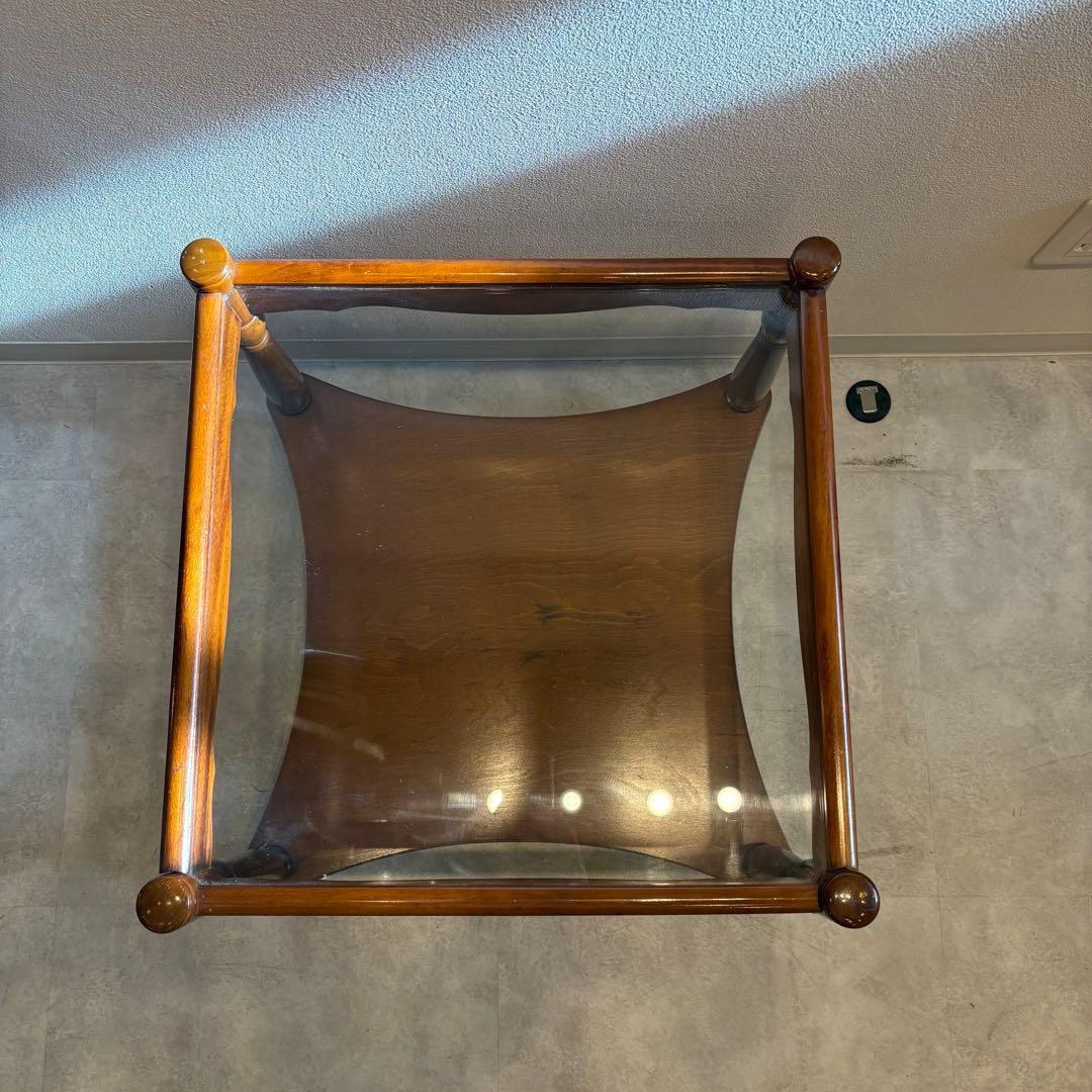 ローテーブル　天板ガラス　ニチハン　木製